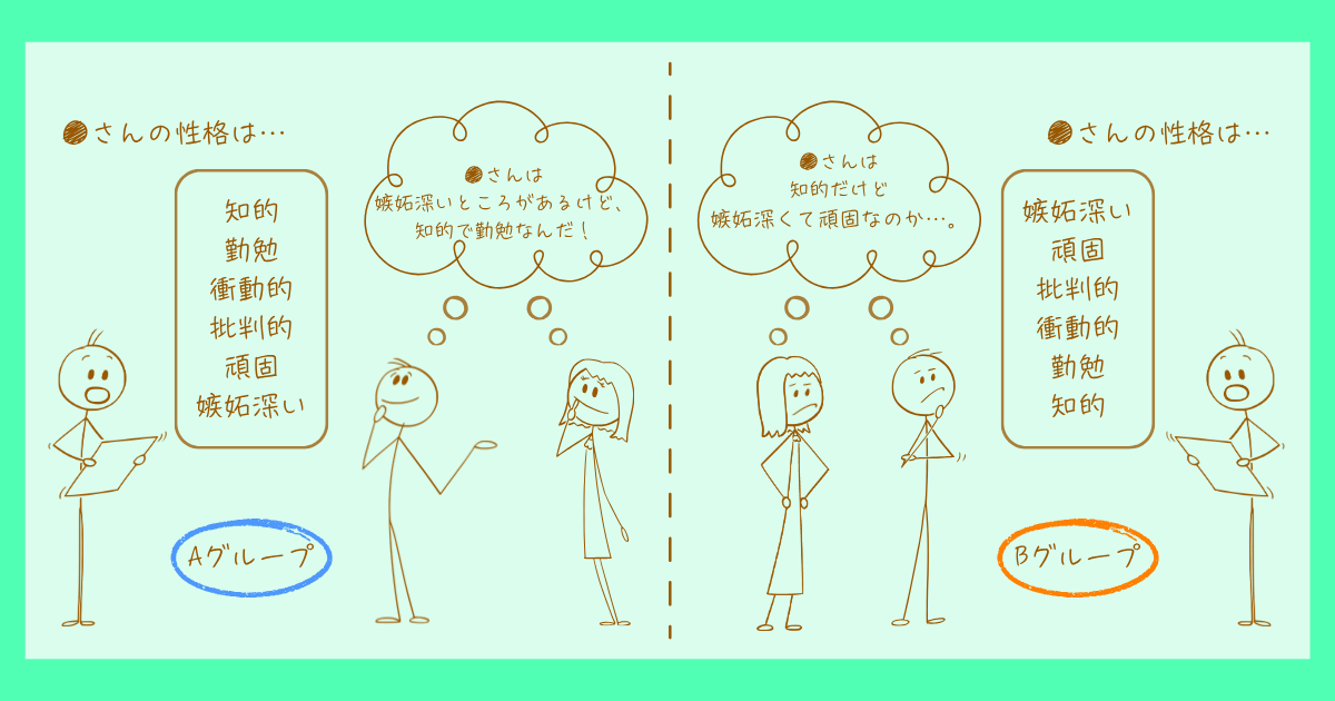 初頭効果　アッシュ　心理学　実験